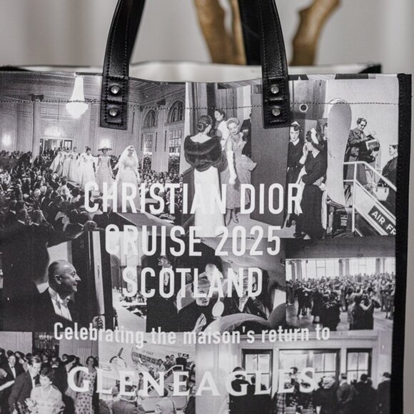 Christian Dior  Canvas Print Cruise 2025 Scotland Tote Black White - Picture 7 of 10